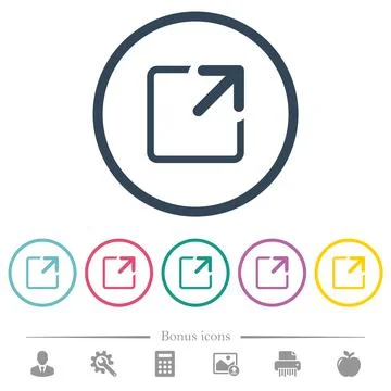 Maximize window flat color icons in round outlines Stock Illustration