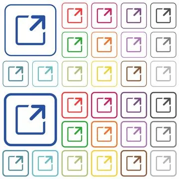 Maximize window outlined flat color icons Stock Illustration