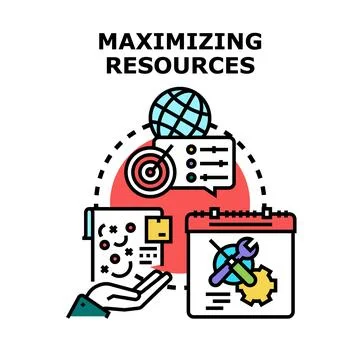Maximizing resources concept with global optimization planning 스톡 일러스트