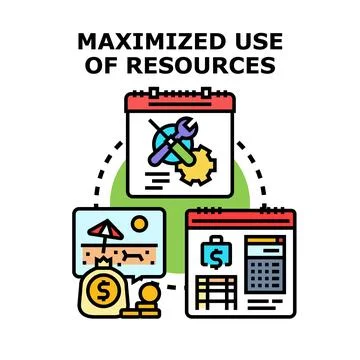 Maximizing resources planning for business and vacation Stock Illustration
