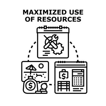 Maximizing resources planning for business and vacation Stock Illustration