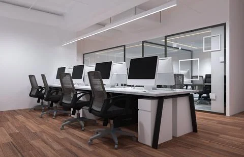 Maximizing Space and Comfort with Smart Office Interior Design Stock-Illustration