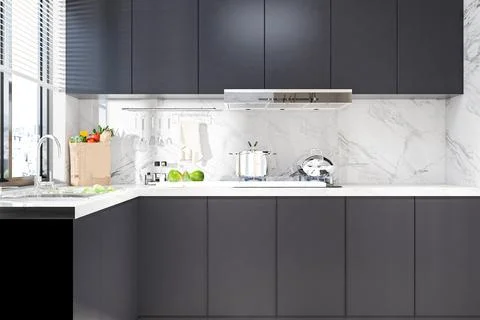 Maximizing Space Interior Design Solutions for modern kitchen Rooms Stock-Illustration