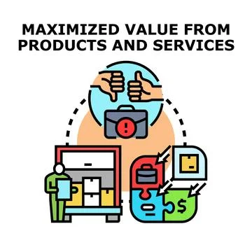 Maximizing value from products and services icon Stock Illustration