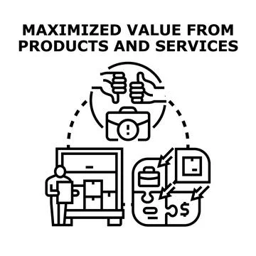 Maximizing value from products and services icon Stock Illustration