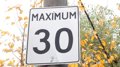 Maximum 30 km mph sign Stock Footage 69185996