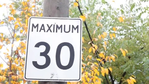 Maximum 30 km mph sign Stock Footage 69185998