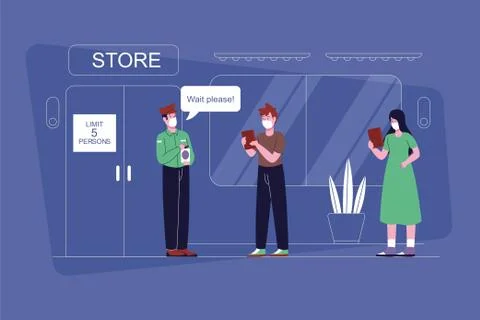 Maximum 5 people allowed in the shop or store at one time signage Stock Illustration
