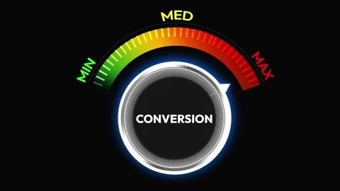 Maximum business conversions concept 4k animation with knob turning full, left Stock Footage 313344432