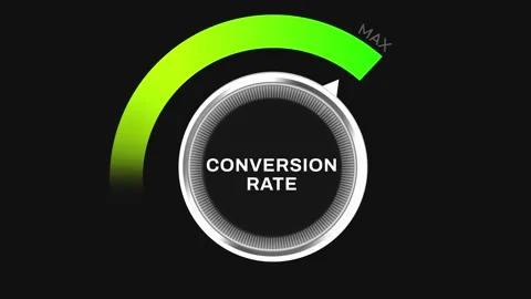 Maximum conversion rate showing with green meter and node going high Stock Footage 289163643