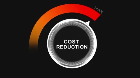 Maximum cost reduction concept 4k animation with node turning full on the Stock Footage 300864461