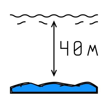 Maximum diving depth on course icon color illustration Stock Illustration
