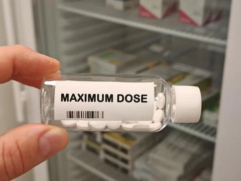 MAXIMUM DOSE medication dosing topic for dose selection administration and Foto stock
