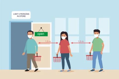 Maximum five people allowed in the shop lift Stock Illustration