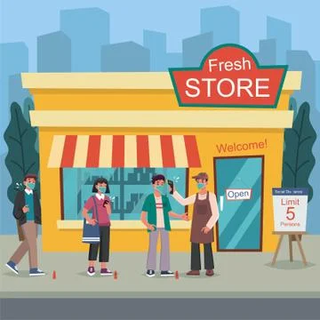 Maximum five people allowed in the shop Stock Illustration