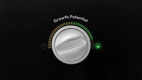 Maximum growth potential in business concept 4k footage with knob turning Stock Footage 313344427