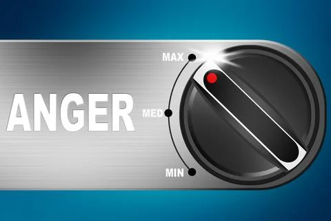 Maximum level of anger concept with knob Stock Illustration
