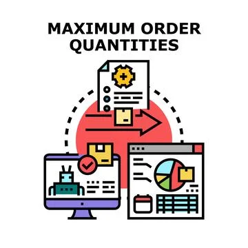 Maximum order quantities processing and inventory management Stock Illustration