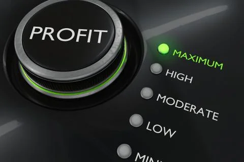 Maximum profit concept. Button for maximize income. 3D rendered illustration. 스톡 사진