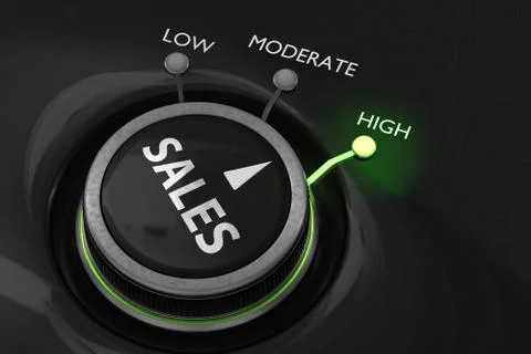 Maximum sales concept. Button for maximize sales. 3D rendered illustration. Stock Illustration