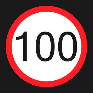 Maximum speed limit 100 sign flat icon Stock Illustration