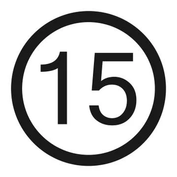 Maximum speed limit 15 sign line icon Stock Illustration