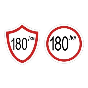 Maximum speed limit 180 km sign Stock Illustration