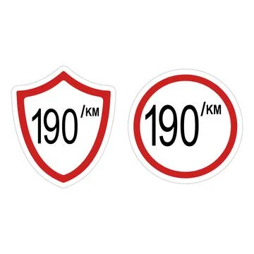 Maximum speed limit 190 km  sign Stock Illustration