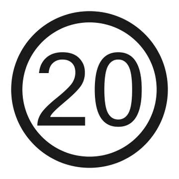 Maximum speed limit 20 sign line icon Stock Illustration