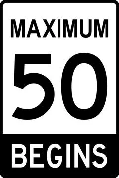 Maximum speed limit 50 sign. Illustrazione stock