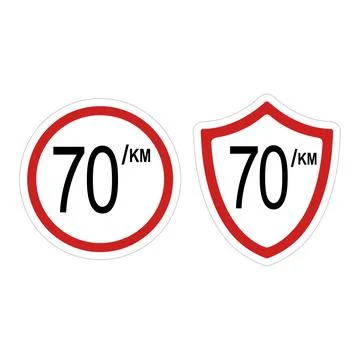 Maximum speed limit 70 km sign Stock Illustration