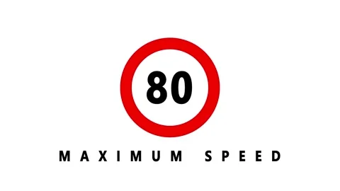 Maximum speed limit 80 sign animated on clean white background Stock Footage 336490618