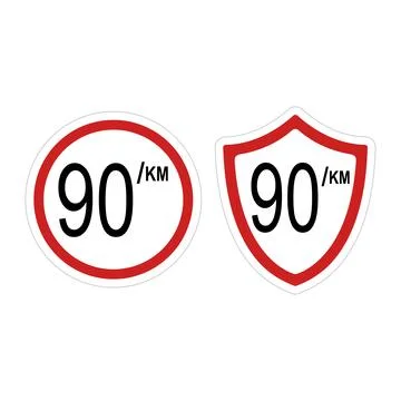 Maximum speed limit 90 km sign Stock Illustration
