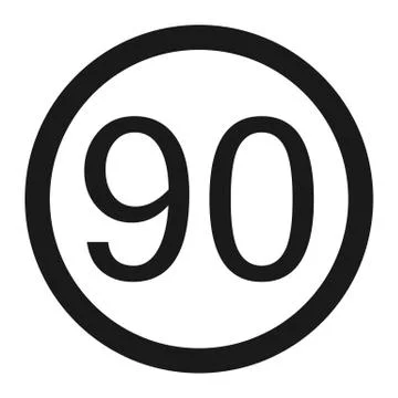 Maximum speed limit 90 sign line icon Illustrazione stock