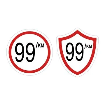 Maximum speed limit 99 km sign Stock Illustration