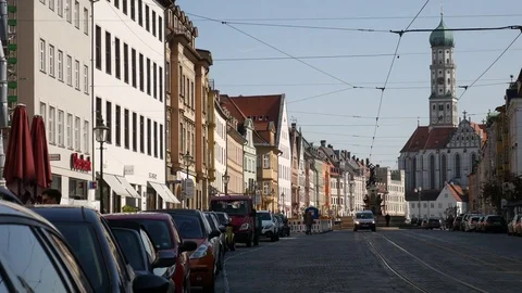 The Maxstrasse in Augsburg Stock Footage 70658730