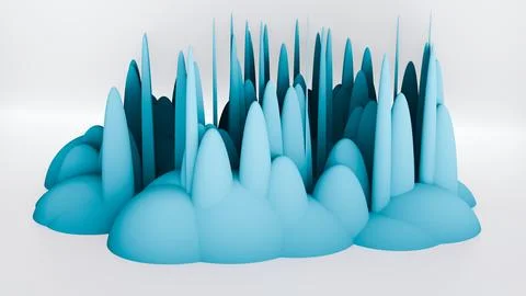 May 1 2026 Blue Teal Abstract Crystal Spikes Formation 3D Render Icy Geometric Stock Illustration