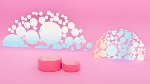 May 1 2026 Pink Studio Scene Abstract Clouds Decorative Objects Pastel Illustrazione stock