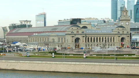 May 10, 2015. Main building of famous Kievsky Railway Terminal in Moscow. Stock Footage 49967442