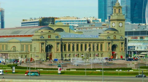 May 10, 2015. Main building of famous Kievsky Railway Terminal in Moscow. Stockbeeldmateriaal 49967761