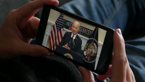 MAY 10, 2023: Biden about Debt Ceiling talk with McCarthy, Watching it on PBS Stock Footage 241334596