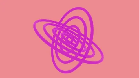 May 10 2026 Pink Rose 3D Atomic Orbit Abstract Motion Loop 4K Stock Footage 334615476