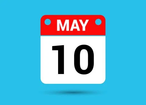 May 10 Calendar Date Flat Icon Day 10 Vector Illustration Stock Illustration
