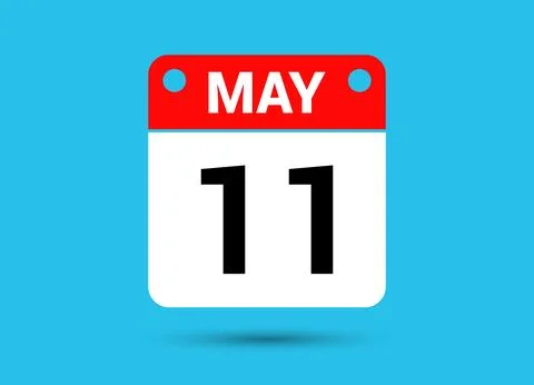 May 11 Calendar Date Flat Icon Day 11 Vector Illustration Stock Illustration