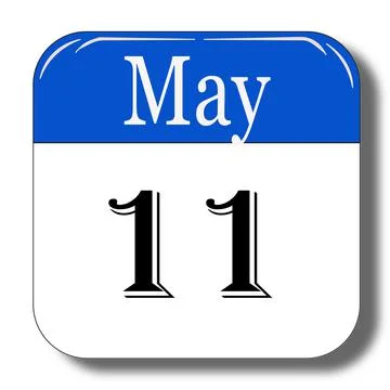 May 11 date of calendar in blue and white color look like 3d with shadow Stock Illustration