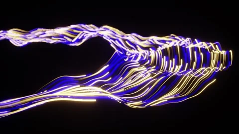 May 13 2026 Abstract Glowing Wave Lines with Blue and Gold Light Energy Loop Stock Footage 334790059