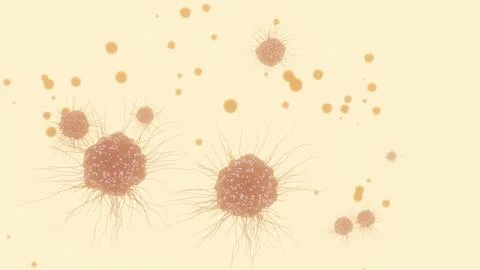 May 14 2026 Abstract Bacteria Particles Scattered Beige Cream Background 4K Stock Illustration