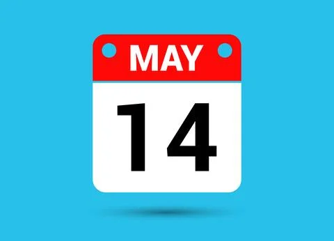 May 14 Calendar Date Flat Icon Day 14 Vector Illustration Stock Illustration