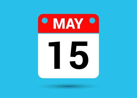 May 15 Calendar Date Flat Icon Day 15 Vector Illustration Stock Illustration