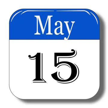 May 15 date of calendar in blue and white color look like 3d with shadow Stock Illustration